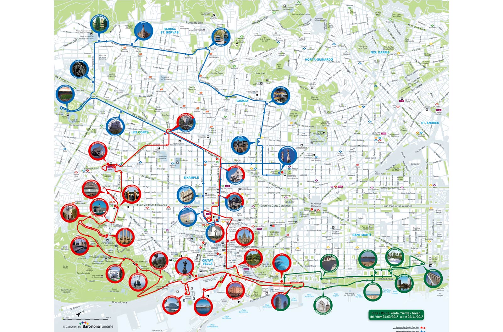 city sightseeing barcelona hop on hop off bus tour map